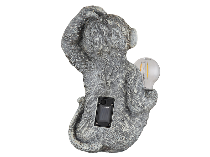 LED Deko Solarleuchte Affenlampe aus Kunststoff Grau, Höhe 27,5cm