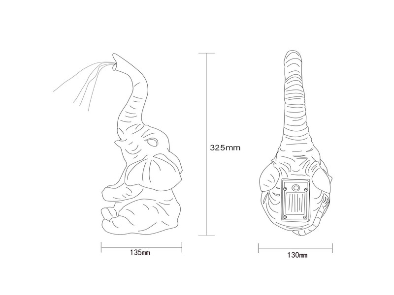 2er Set LED Deko Solarleuchten Elefantenlampen aus Kunststoff Grau, Höhe 32,5cm