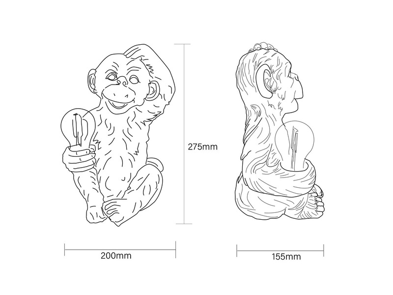 2er Set LED Deko Solarleuchten Affenlampen aus Kunststoff Grau, Höhe 27,5cm