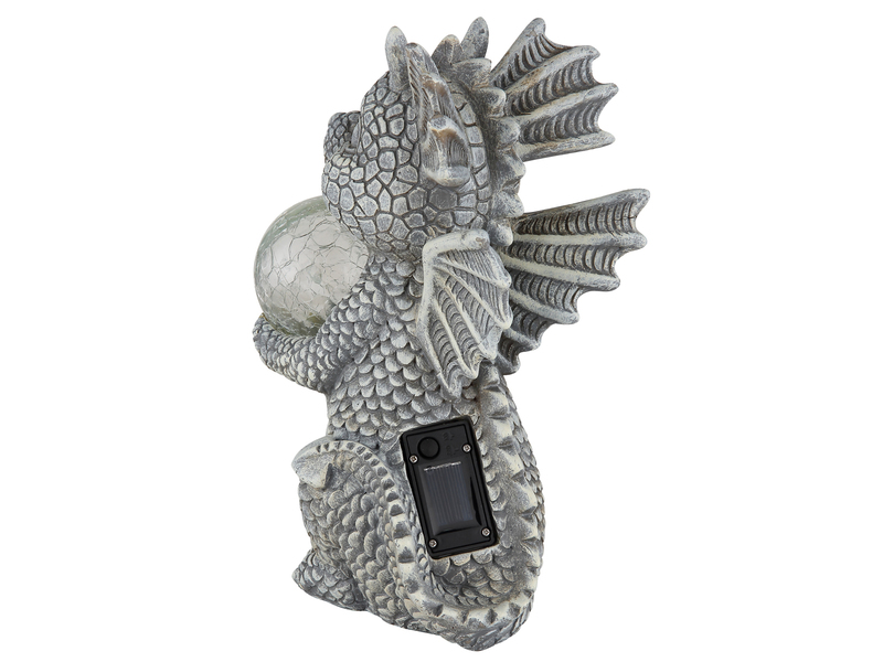 2er Set LED Deko Solarleuchten Drachenlampen aus Kunststoff Grau, Höhe 27,5cm