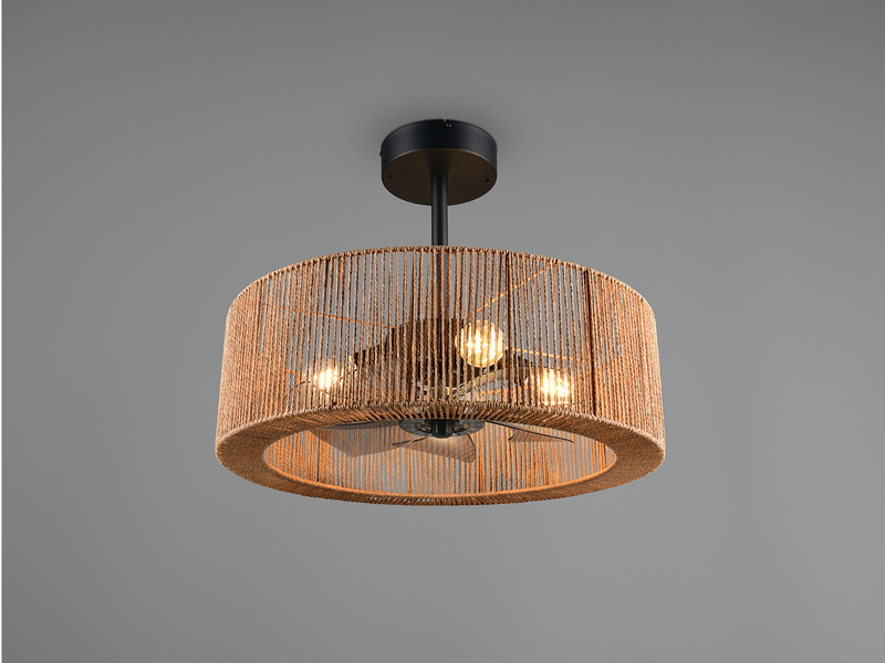 Große Boho Deckenleuchte SMILLUM mit Ventilator & Fernbedienung Ø 61cm