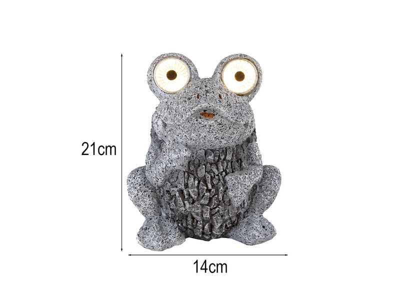 LED Deko Solarleuchte Froschlampe aus Kunststoff in Grau, Höhe 21cm