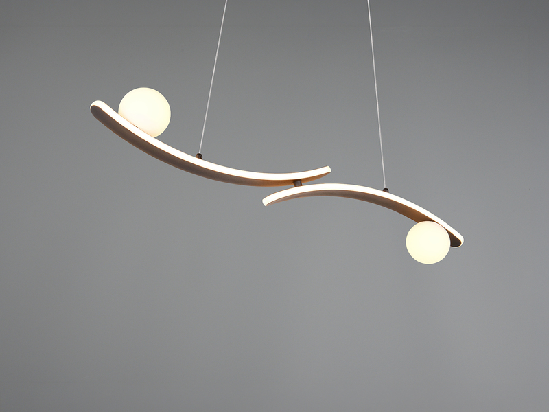 LED Pendelleuchte NAPOLI Schwarz, dimmbar mit 2 Glaskugeln, Breite 82cm