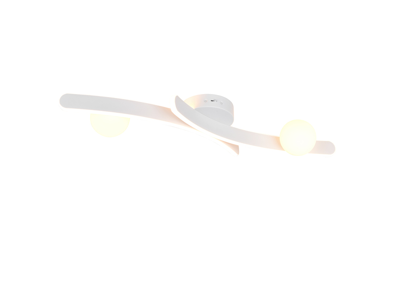 Moderne LED Deckenleuchte NAPOLI Weiß, dimmbar mit 2 Glaskugeln, Breite 70cm