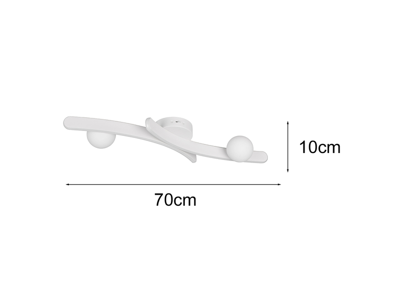 Moderne LED Deckenleuchte NAPOLI Weiß, dimmbar mit 2 Glaskugeln, Breite 70cm