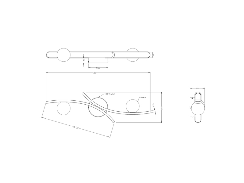 Moderne LED Deckenleuchte NAPOLI Weiß, dimmbar mit 2 Glaskugeln, Breite 70cm