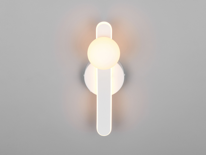 LED Wandleuchte NAPOLI Weiß mit Schalter & Glaskugel, Höhe 34,5cm
