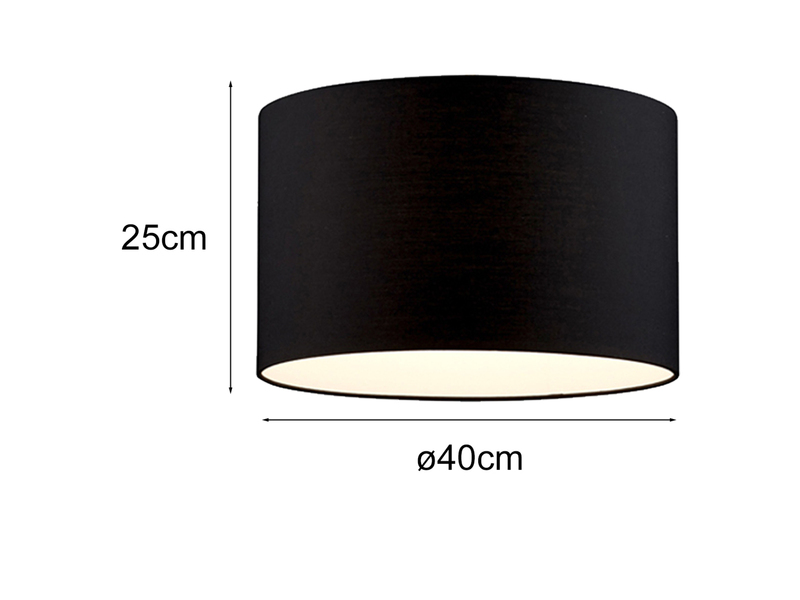 Stoff Lampenschirm Schwarz rund für E27 Fassung Ø 40cm