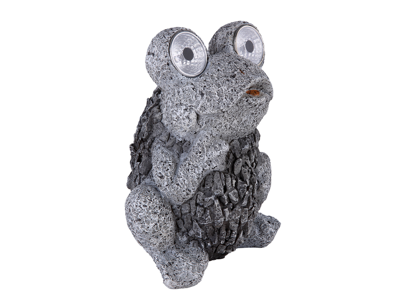2er Set LED Deko Solarleuchten Froschlampen Kunststoff Grau, Höhe 21cm
