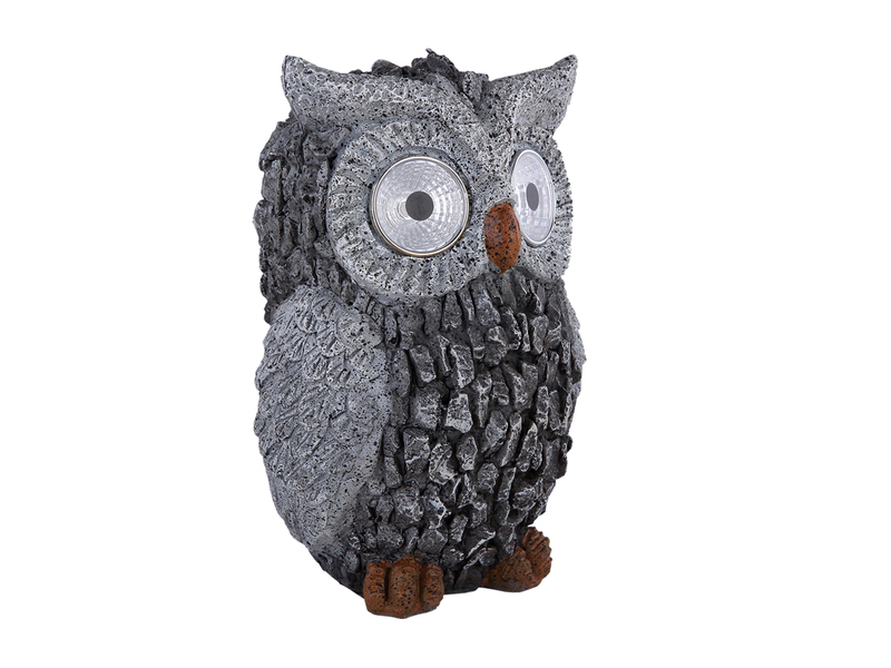 2er Set LED Deko Solarleuchten Eulenlampen Kunststoff Grau, Höhe 19,5cm