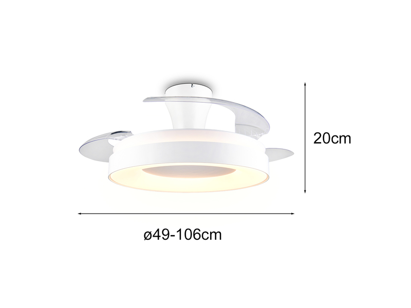 LED Deckenleuchte VANSBRO mit Ventilator und Fernbedienung Ø 49cm - max. 106cm