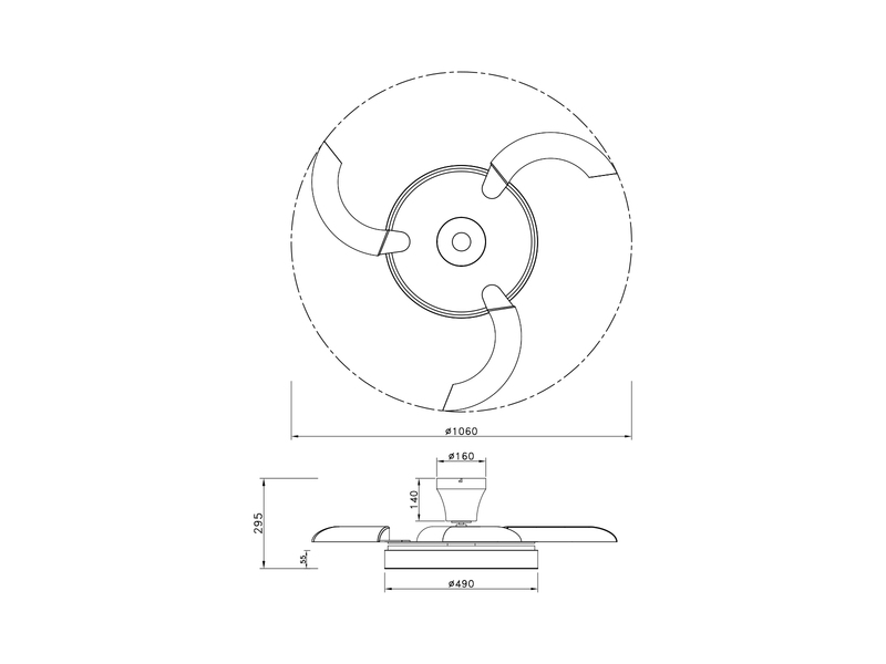 LED Deckenleuchte VANSBRO mit Ventilator und Fernbedienung Ø 49cm - max. 106cm