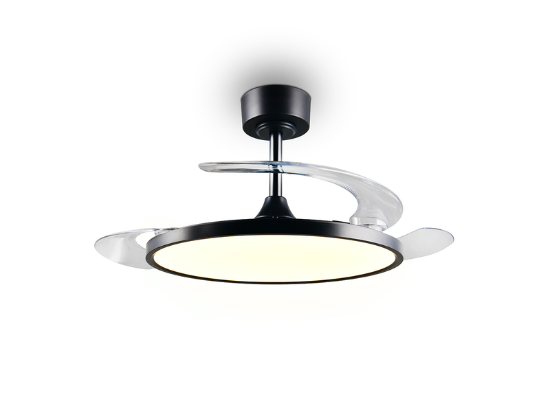 LED Deckenleuchte KASFJORD Schwarz mit ausklappbarem Ventilator, Ø 49 - 106,5cm