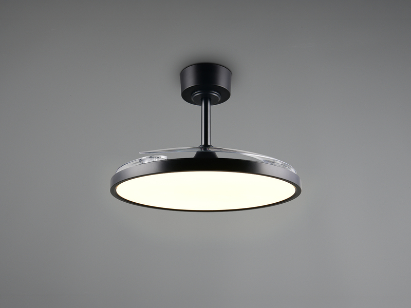 LED Deckenleuchte KASFJORD Schwarz mit ausklappbarem Ventilator, Ø 49 - 106,5cm