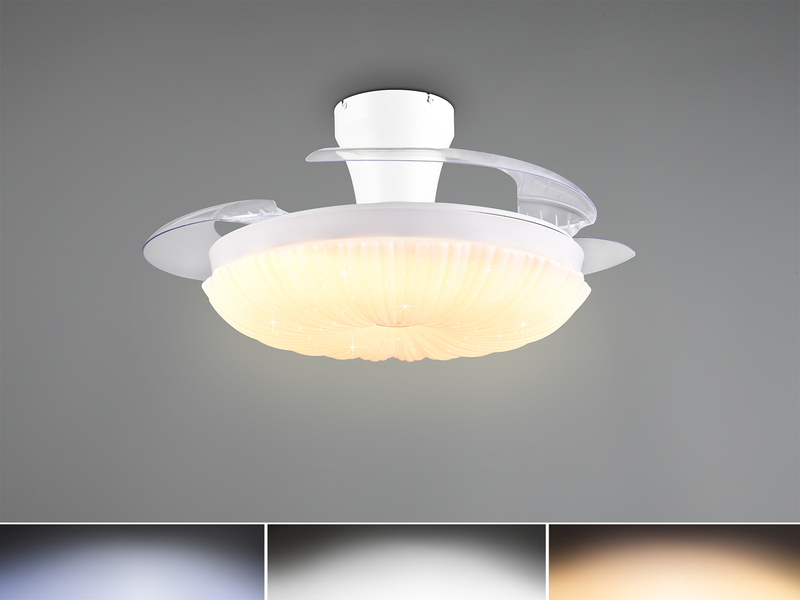 LED Deckenleuchte KIRUNA mit Ventilator und Fernbedienung Ø 49cm - max. 106cm