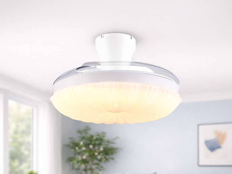 LED Deckenleuchte KIRUNA mit Ventilator und Fernbedienung Ø 49cm - max. 106cm