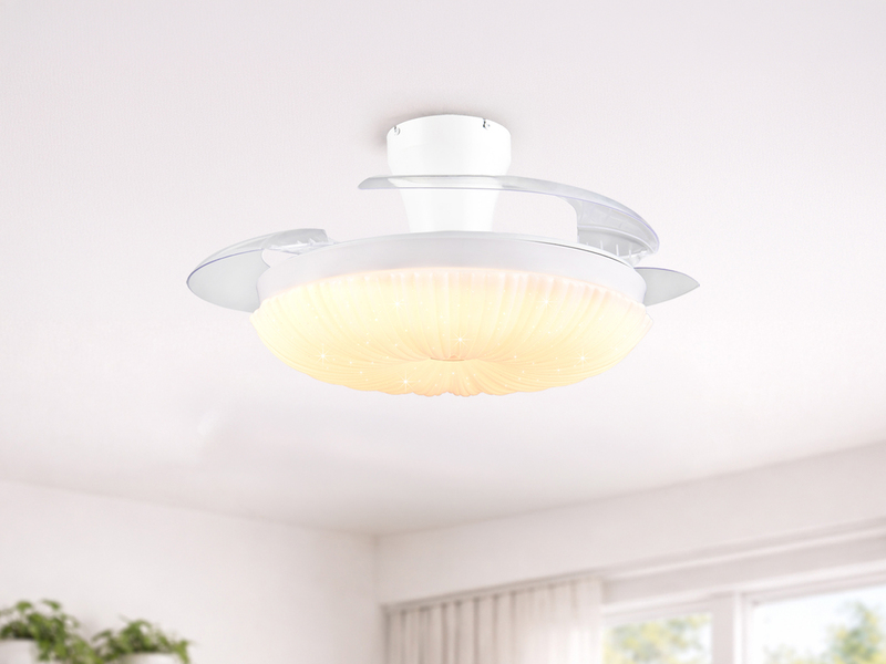 LED Deckenleuchte KIRUNA mit Ventilator und Fernbedienung Ø 49cm - max. 106cm