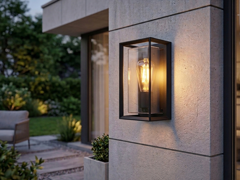 Außenwandleuchte LOGANA Laterne aus Aluminium in Schwarz, Höhe 25cm