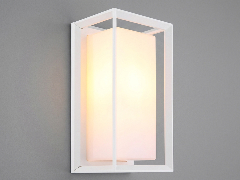 Außenwandleuchte LOGANA Laterne aus Aluminium in Weiß, Höhe 25cm