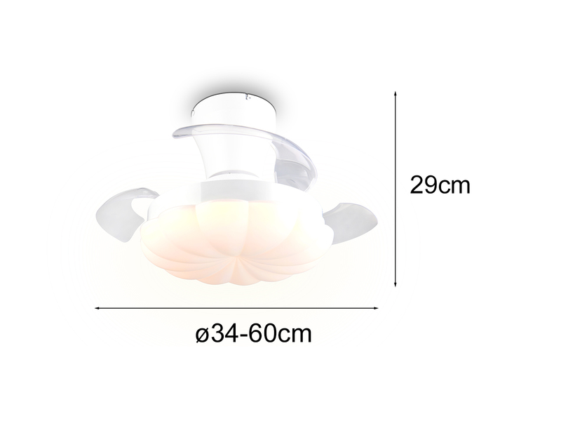 LED Deckenleuchte BORAS mit Ventilator und Fernbedienung Ø 34cm - max. 60cm