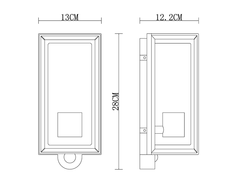 Außenwandleuchte LOGANA Laterne mit Bewegungsmelder in Weiß, Höhe 28cm