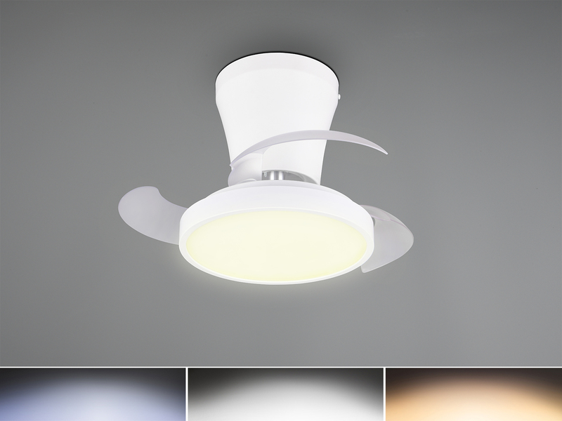 LED Deckenleuchte MOSS mit Ventilator und Fernbedienung Ø 22cm - max. 41cm