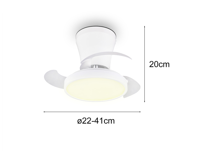 LED Deckenleuchte MOSS mit Ventilator und Fernbedienung Ø 22cm - max. 41cm