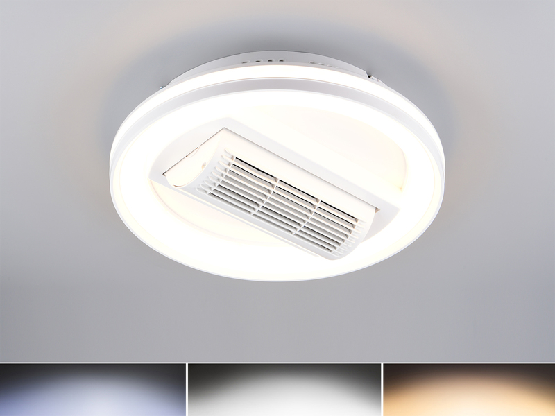 Moderne LED Deckenleuchte KURULA mit Fernbedienung und Ventilator Ø 48cm