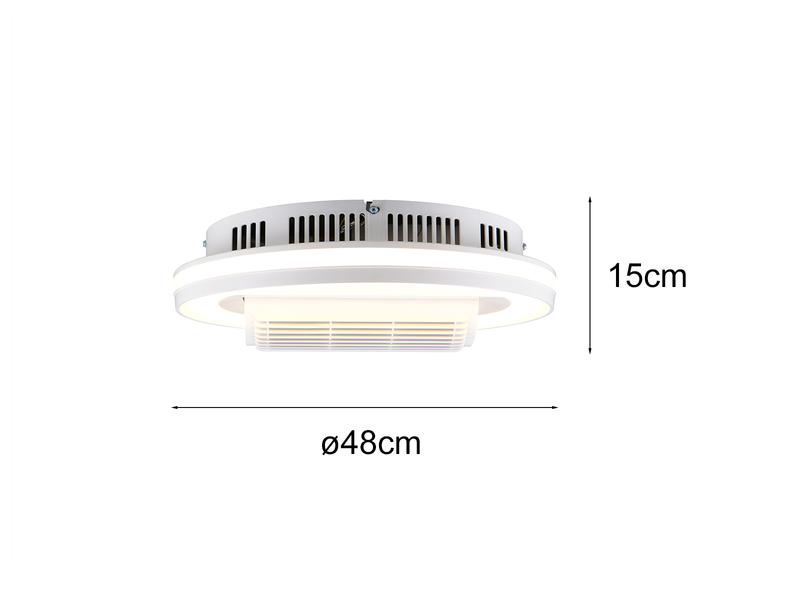 Moderne LED Deckenleuchte KURULA mit Fernbedienung und Ventilator Ø 48cm