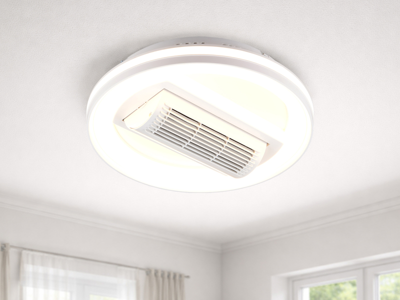 Moderne LED Deckenleuchte KURULA mit Fernbedienung und Ventilator Ø 48cm