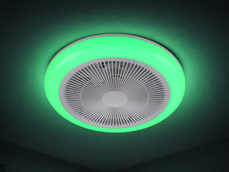 LED Deckenleuchte HOLMSUND mit Fernbedienung dimmbar RGBW und Ventilator Ø 46cm