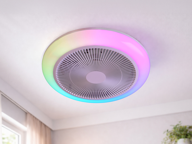 LED Deckenleuchte HOLMSUND mit Fernbedienung dimmbar RGBW und Ventilator Ø 46cm