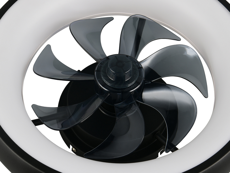 Moderne LED Deckenleuchte MUONIO Schwarz mit Ventilator und Fernbedienung Ø 40cm