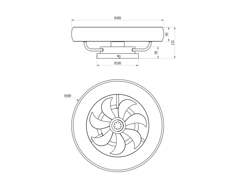 Moderne LED Deckenleuchte MUONIO Schwarz mit Ventilator und Fernbedienung Ø 40cm