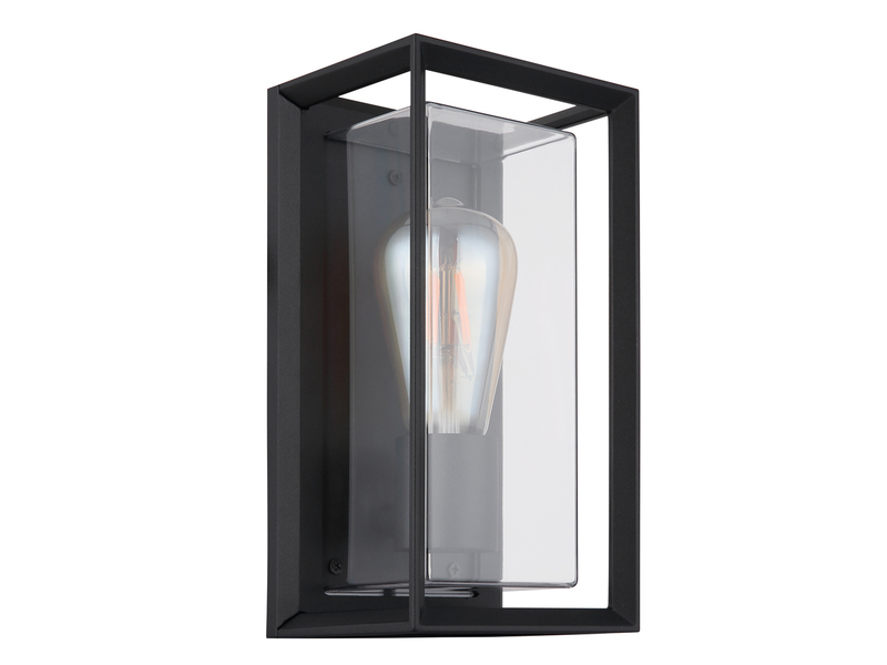 LED Außenwandleuchte Laterne aus Aluminium in Schwarz, Höhe 25cm