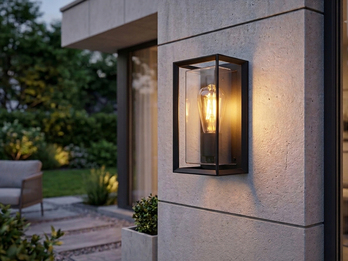 LED Außenwandleuchte Laterne aus Aluminium in Schwarz, Höhe 25cm