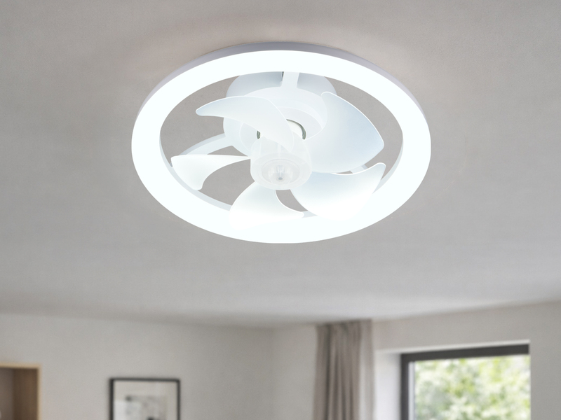 Moderne LED Deckenleuchte PAJALA mit Ventilator und Fernbedienung Ø 40cm