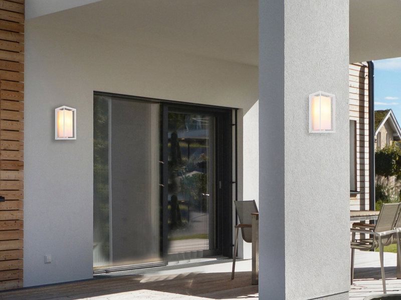 LED Außenwandleuchte Laterne aus Aluminium in Weiß, Höhe 25cm