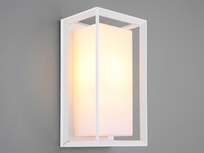 LED Außenwandleuchte Laterne aus Aluminium in Weiß, Höhe 25cm