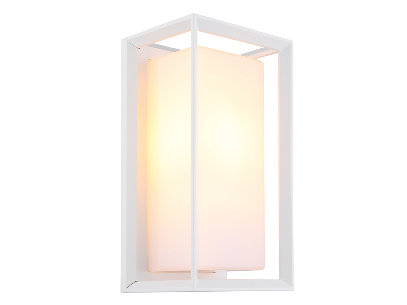 LED Außenwandleuchte Laterne aus Aluminium in Weiß, Höhe 25cm