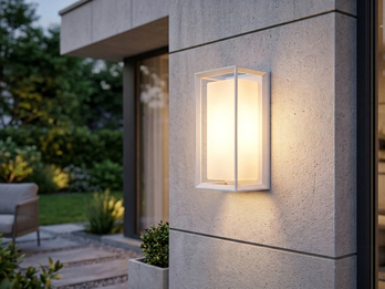 LED Außenwandleuchte Laterne aus Aluminium in Weiß, Höhe 25cm