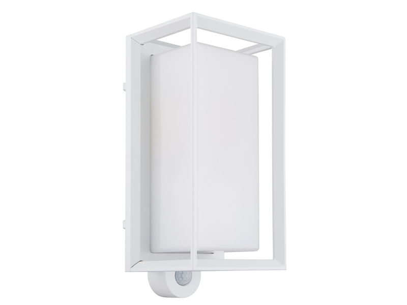 LED Außenwandleuchte Laterne mit Bewegungsmelder in Weiß, Höhe 28cm