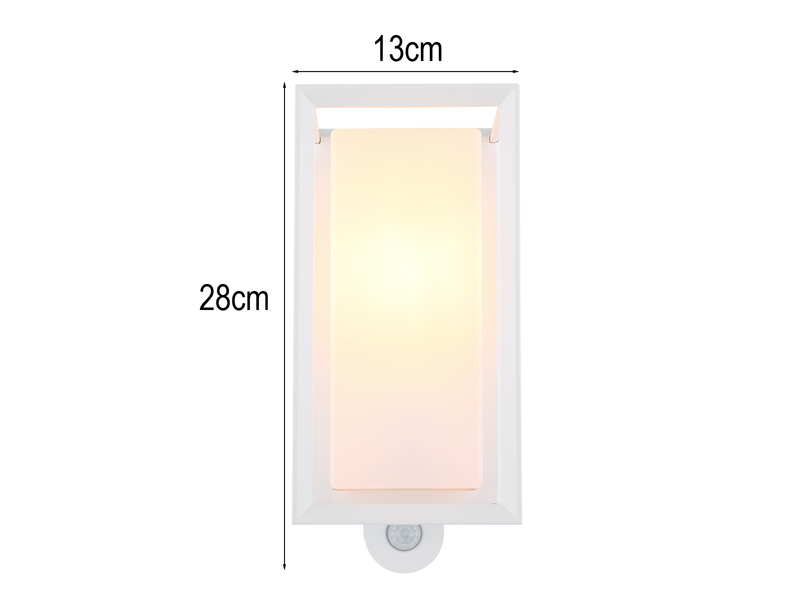 LED Außenwandleuchte Laterne mit Bewegungsmelder in Weiß, Höhe 28cm