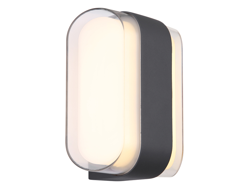 Moderne LED Außenwandleuchte PLIXON aus Metall Anthrazit, Höhe 16cm