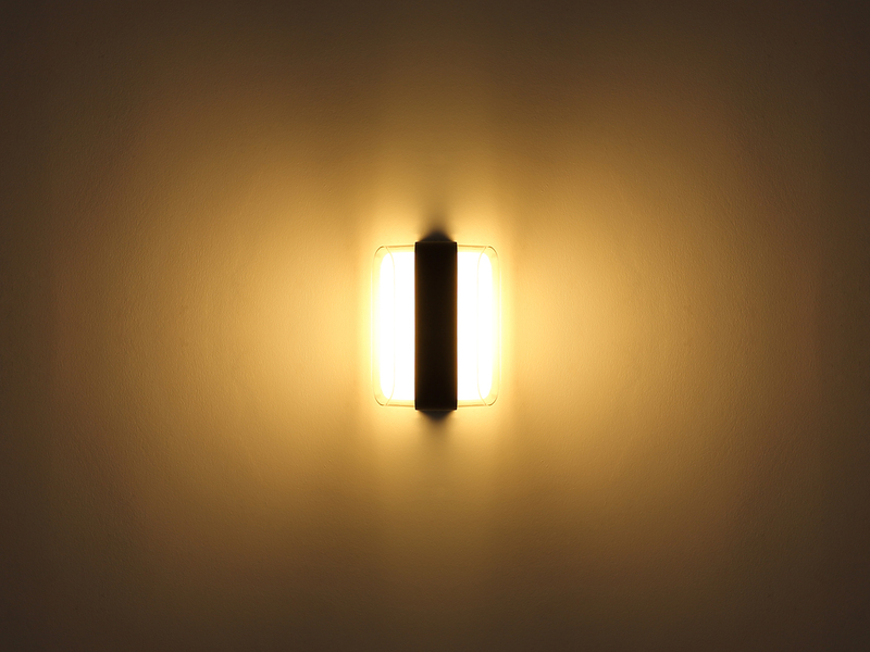 Moderne LED Außenwandleuchte PLIXON aus Metall Anthrazit, Höhe 16cm