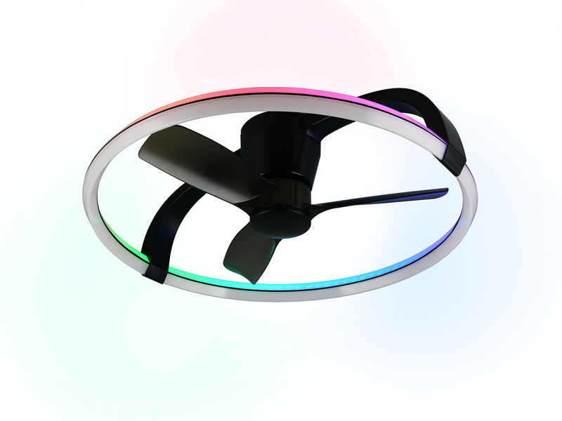 Große LED Deckenleuchte STOCKHOLM mit Ventilator, Fernbedienung & RGBW Ø 73,5cm