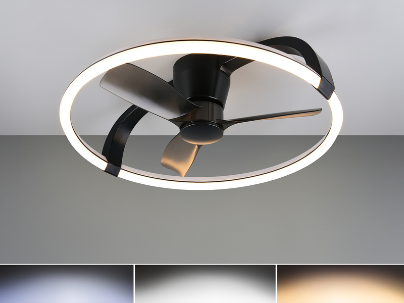 Große LED Deckenleuchte STOCKHOLM mit Ventilator, Fernbedienung & RGBW Ø 73,5cm