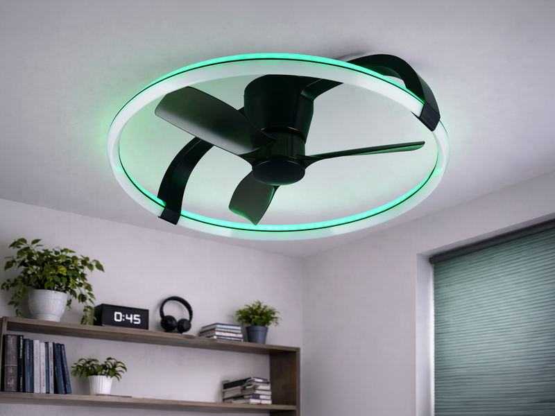 Große LED Deckenleuchte STOCKHOLM mit Ventilator, Fernbedienung & RGBW Ø 73,5cm