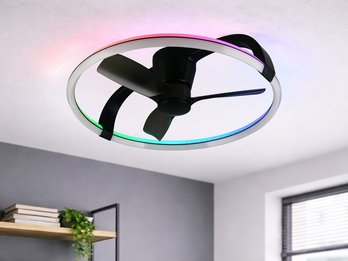 Große LED Deckenleuchte STOCKHOLM mit Ventilator, Fernbedienung & RGBW Ø 73,5cm