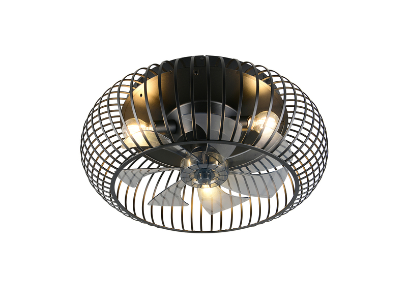 Große Industrial Deckenleuchte JOHANNA mit Ventilator & Fernbedienung Ø 61cm